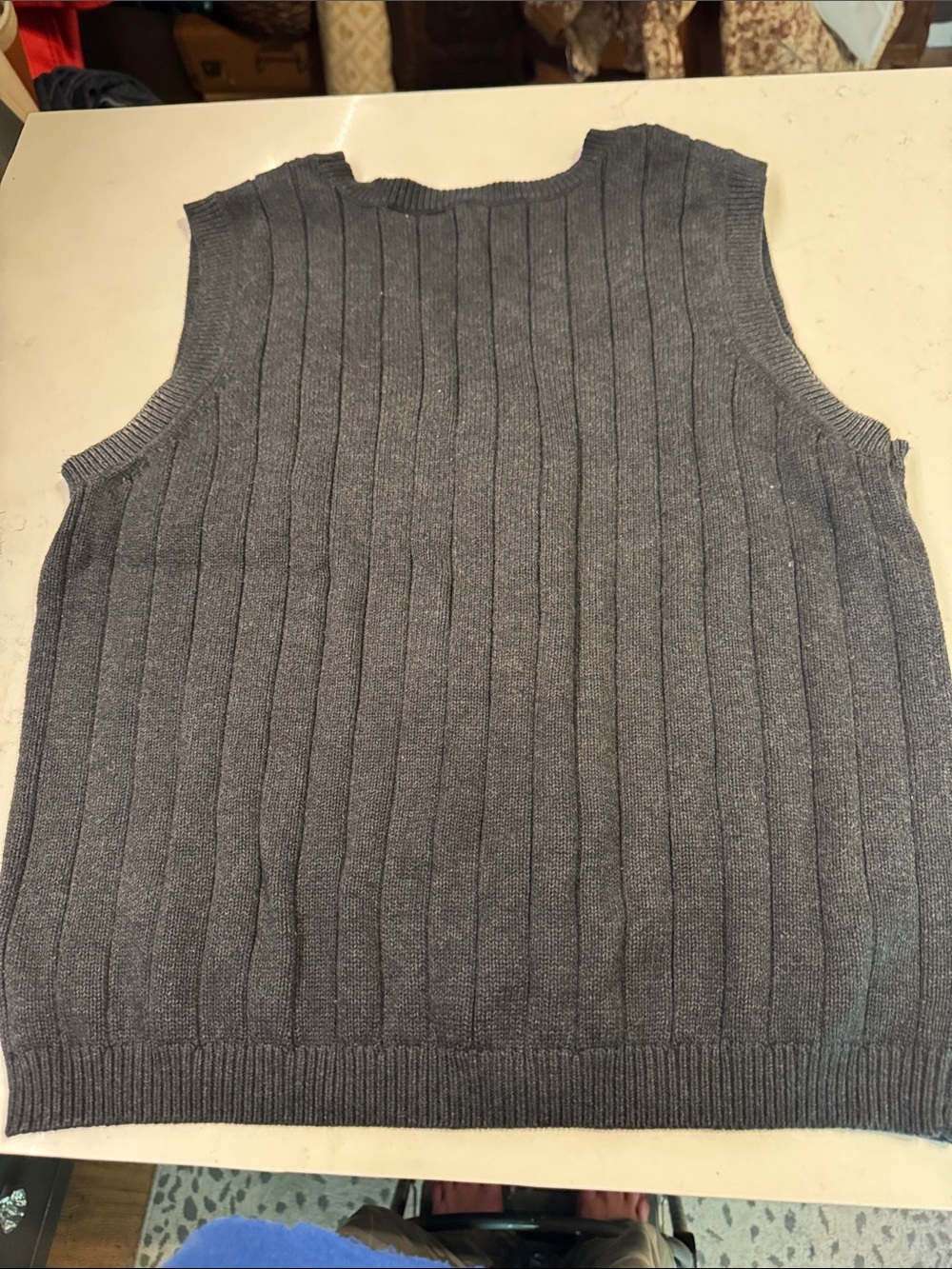 Men's Ribbed Button-Front Cardigan Vest - Black - Picture 4 of 4